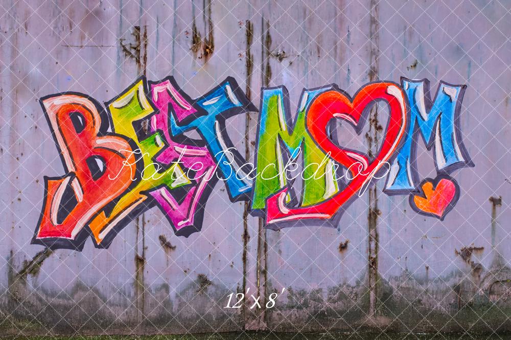 Kate Mother's Day Graffiti Best Mom Colorful Wall Backdrop Designed by Fantasyphotoart