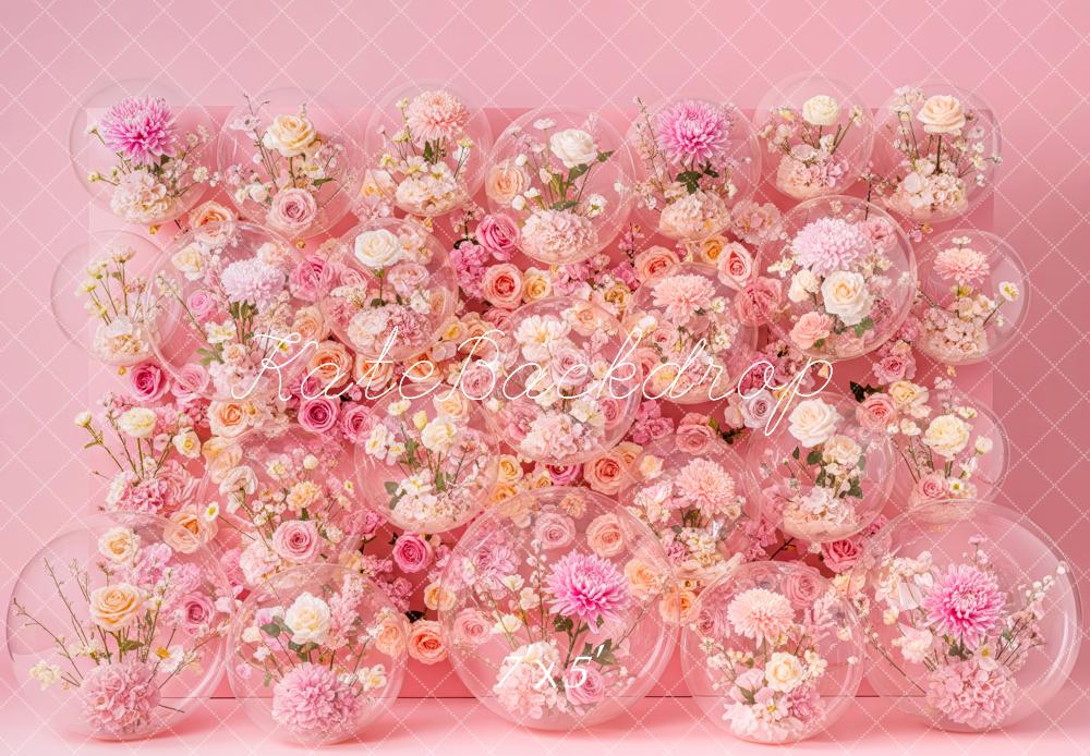 Kate Mother's Day Pink Flower Arch Bubble Wall Printed Backdrop Designed by Patty Roberts