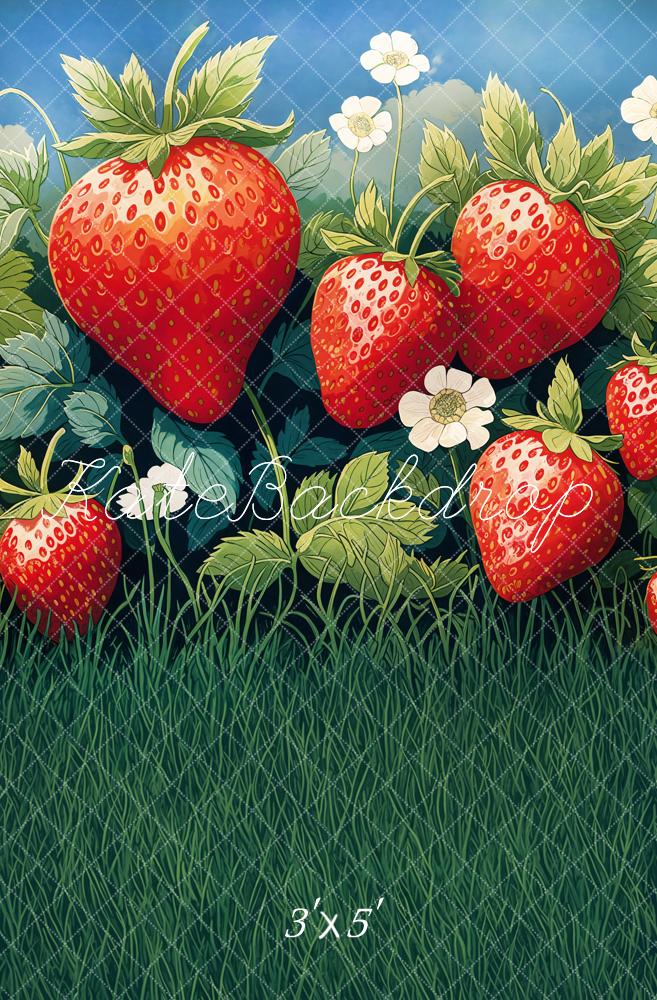 Kate Summer Strawberry Field Grass Backdrop Designed by Emetselch