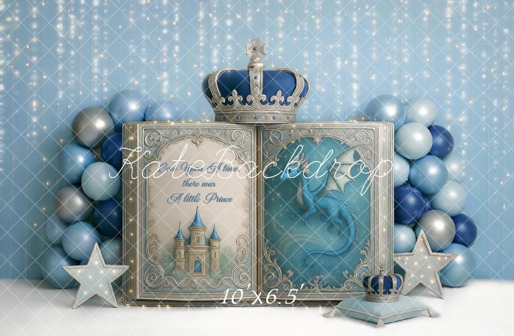 Kate Cake Smash Little Prince Crown Book Printed Backdrop Designed by Ashley Paul