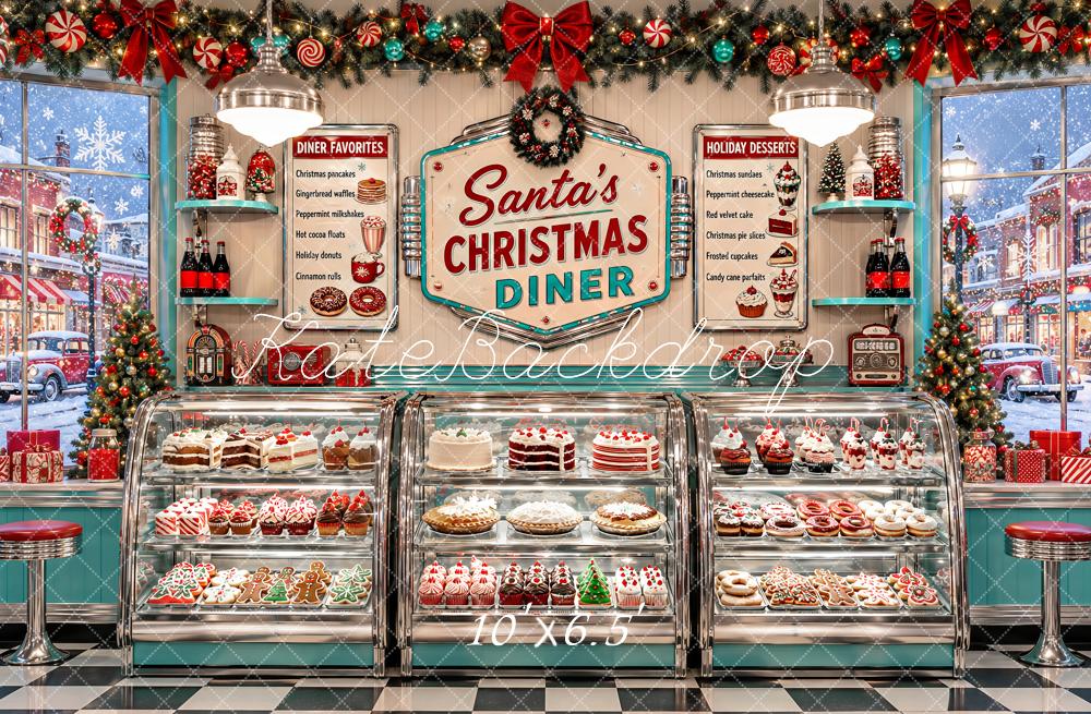 Kate Christmas Retro Diner Dessert Counter Printed Backdrop Designed by Ashley Paul