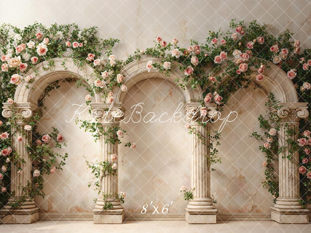 Kate Spring Flower Arch Columns Roses Backdrop Designed by Emetselch