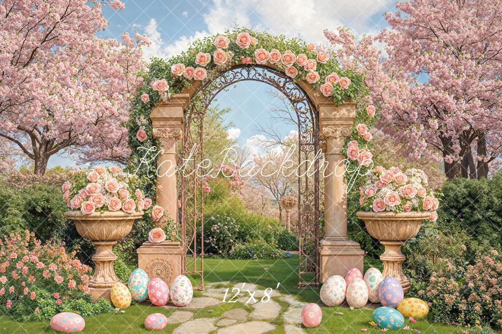 Kate Easter Flower Arch Pastel Eggs Garden Backdrop Designed by Emetselch