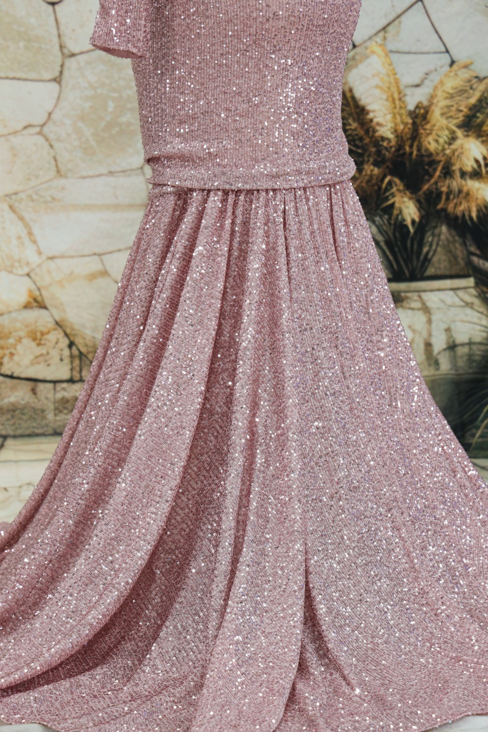 Kate Sequin Embroidery Trailing Detachable Sleeve Custom Maternity Photoshoot Gowns