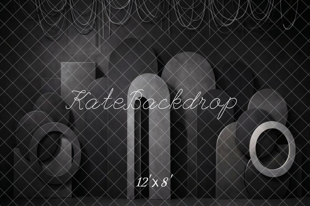 Kate Black Geometric Arch Shapes Printed Backdrop Designed by Vertigo Productions