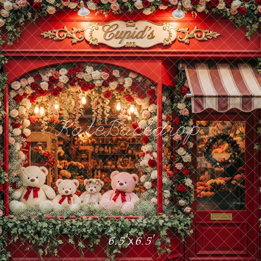 Kate Valentine's Day Flower Shop Teddy Bears Red Roses Backdrop Designed by Patty Roberts