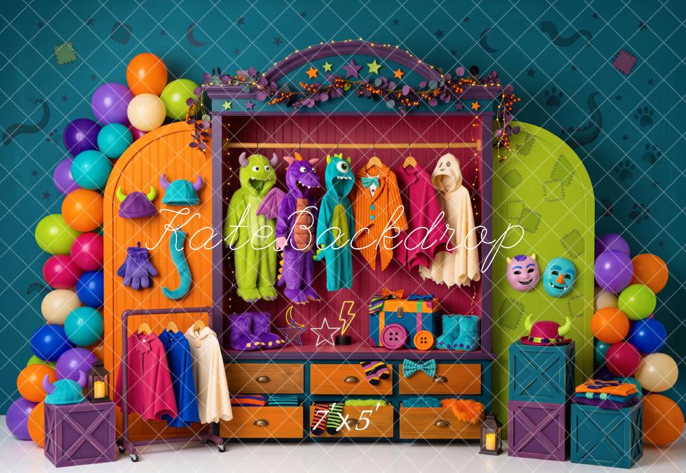 Kate Halloween Colorful Wardrobe Monster Costume Printed Backdrop Designed by Patty Roberts