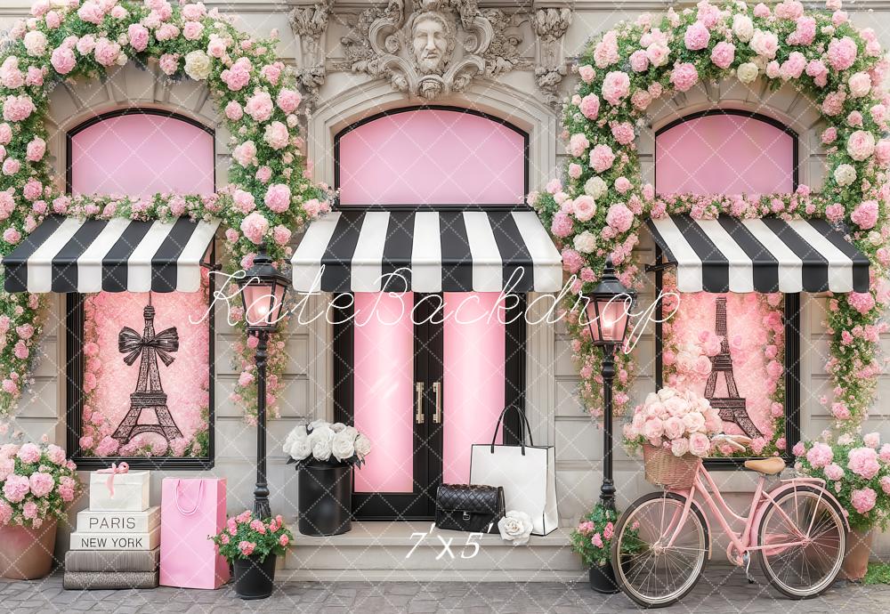 Chic Parisian Floral Boutique Backdrop