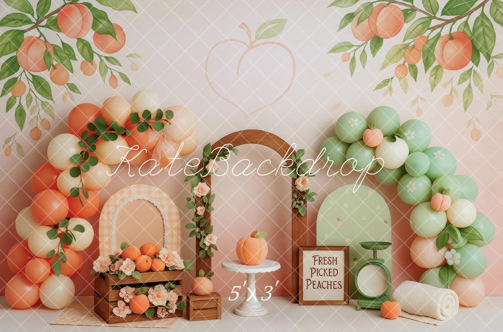 Backdrop per il Cake Smash Pesca con Arco di Palloncini Design di Patty Roberts