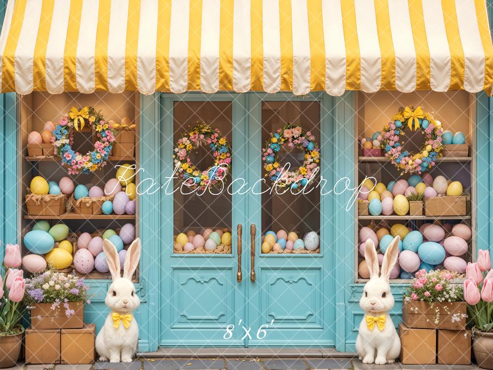 Kate Easter Pastal Eggs Bunnuy Floral Wreath Shop Backdrop Designed by Emetselch