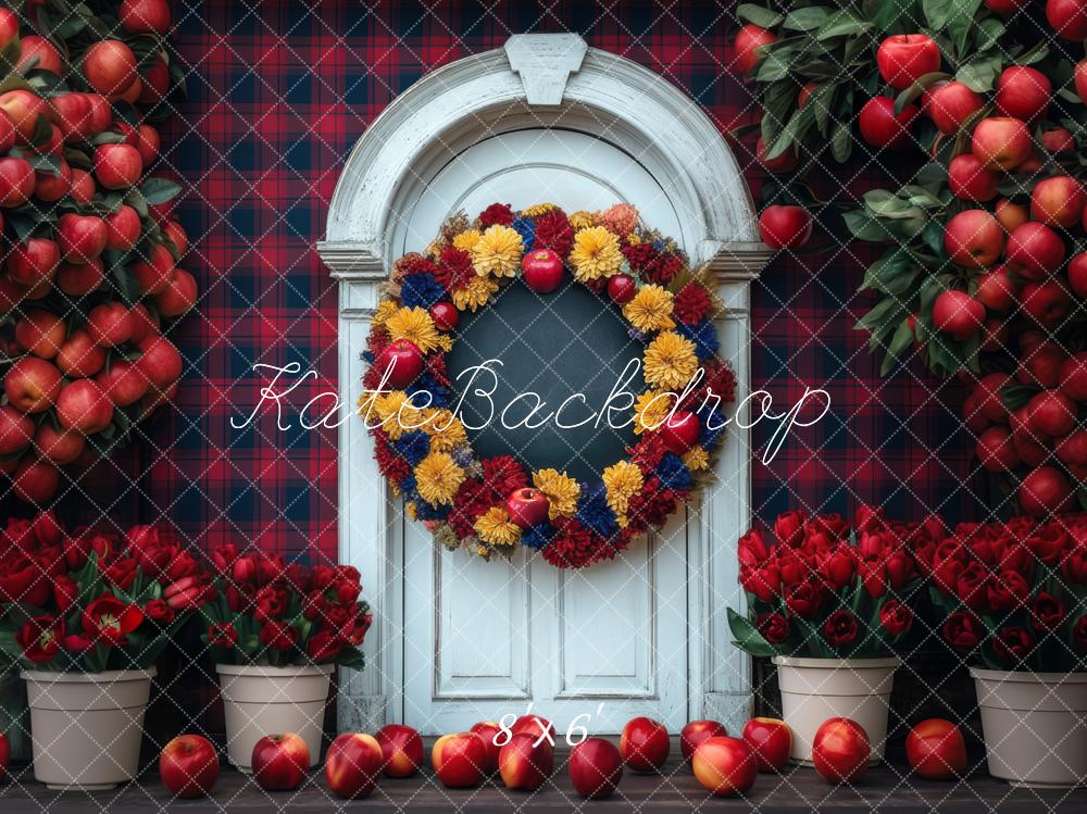 Afgestudeerd Bloemkrans Rode Appel Foto Achtergrond Designed by Mini MakeBelieve