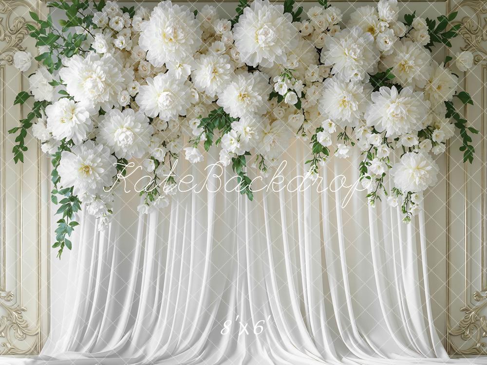 Kate Spring Flower Arch White Floral Drapes Backdrop Designed by Mini MakeBelieve