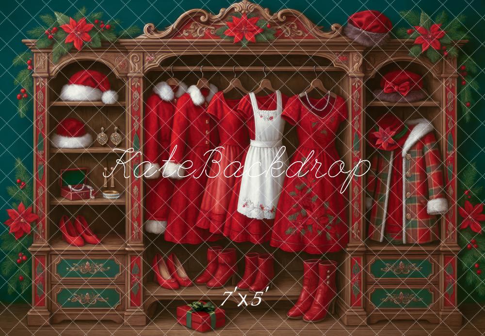 Vestidos Rojos Botas Fondo de Sra. Claus Diseñado por Mini MakeBelieve