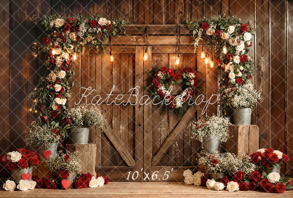 Kate Valentines Flower Arch Rustic Wooden Door Roses Backdrop Designed by Emetselch