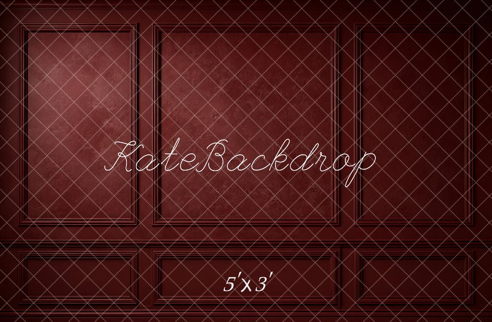 Kate Dark Red Retro Wall Panel Printed Backdrop Designed by Emetselch