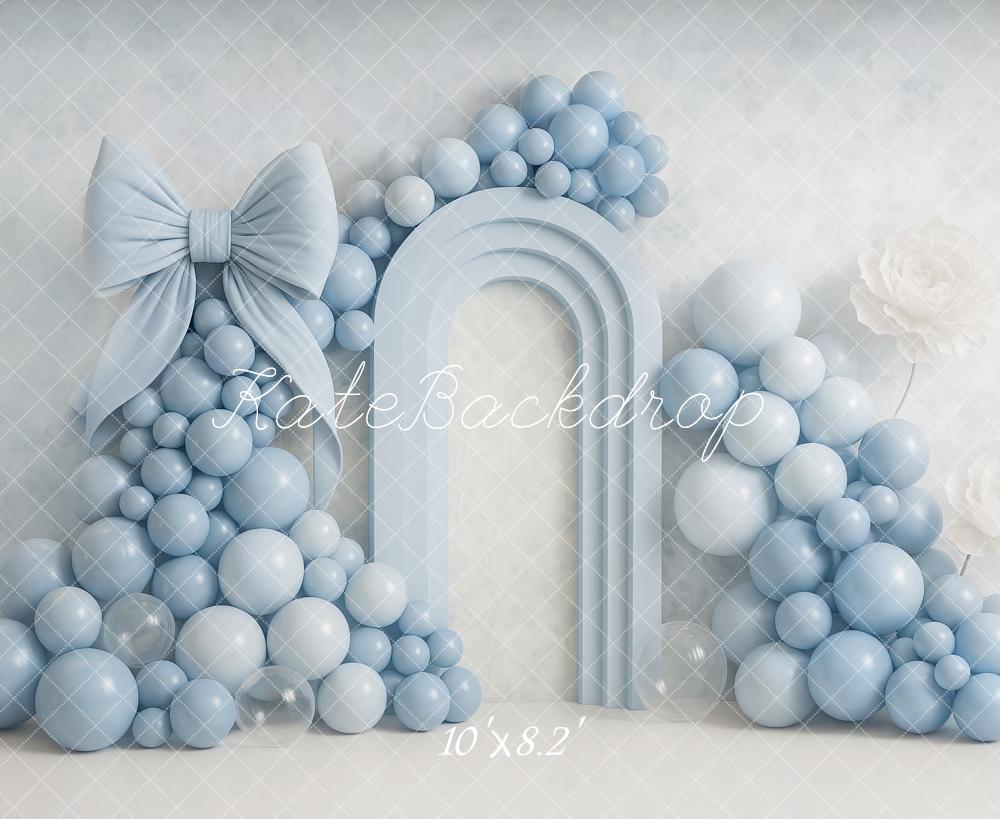 Sfondo per Smash Cake Blu con Palloncini e Fiocco progettato da Ashley Paul