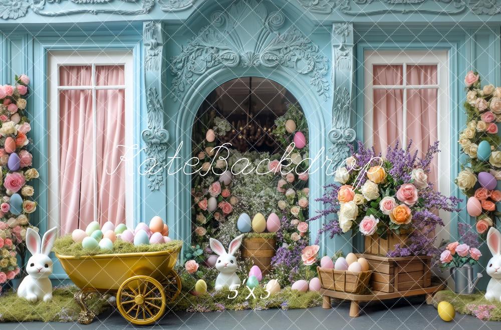 Kate Easter Bunny Floral Retro Arch Backdrop Designed by Mini MakeBelieve