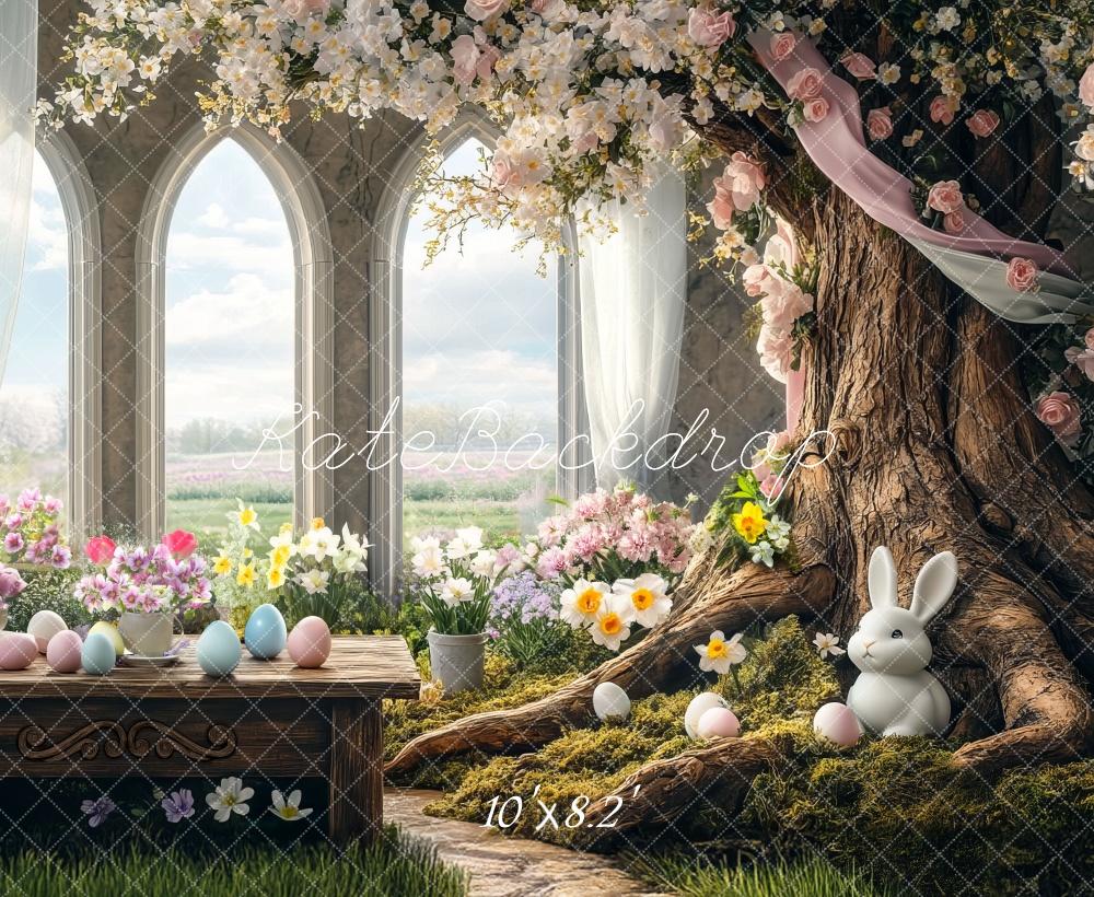 Sfondo per Finestra con Albero di Coniglio di Pasqua Designed by Mini MakeBelieve