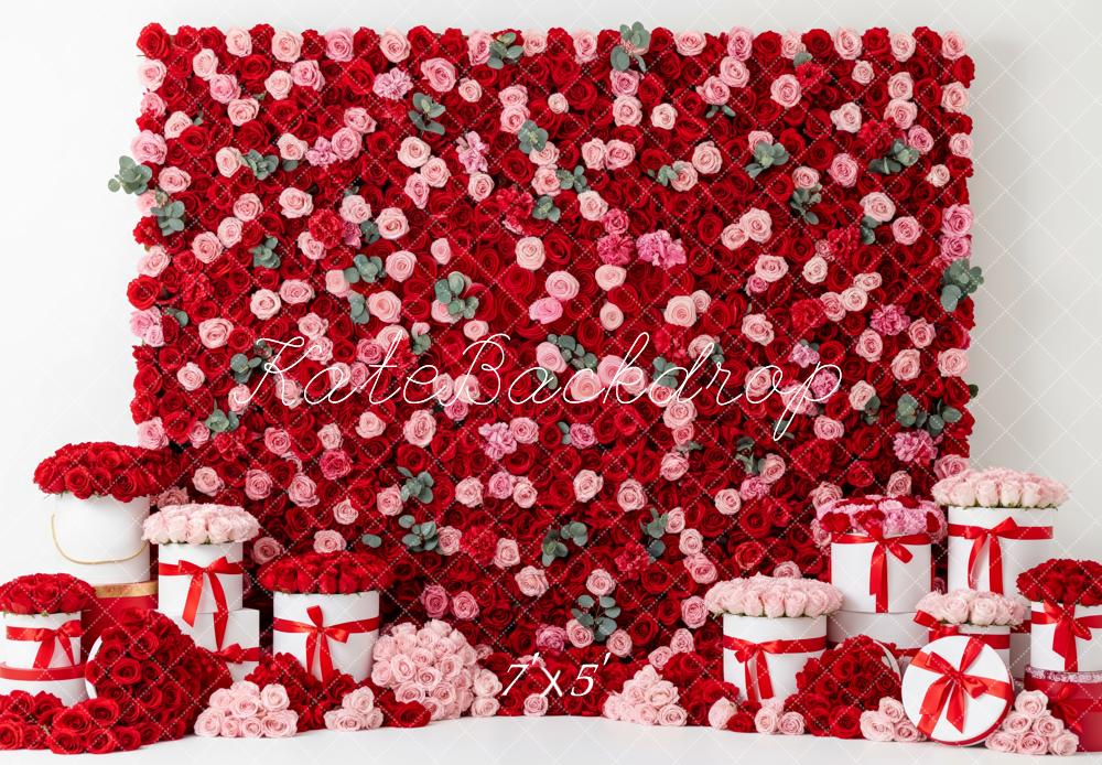 Kate Valentine's Day Red Pink Flower Wall Gift Boxes Backdrop Designed by Patty Roberts
