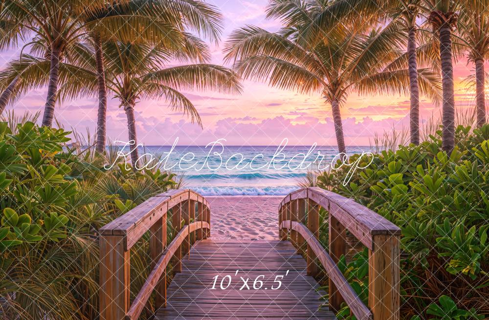 Fondo de Palmera Tropical al Atardecer en la Playa Diseñado por Emetselch