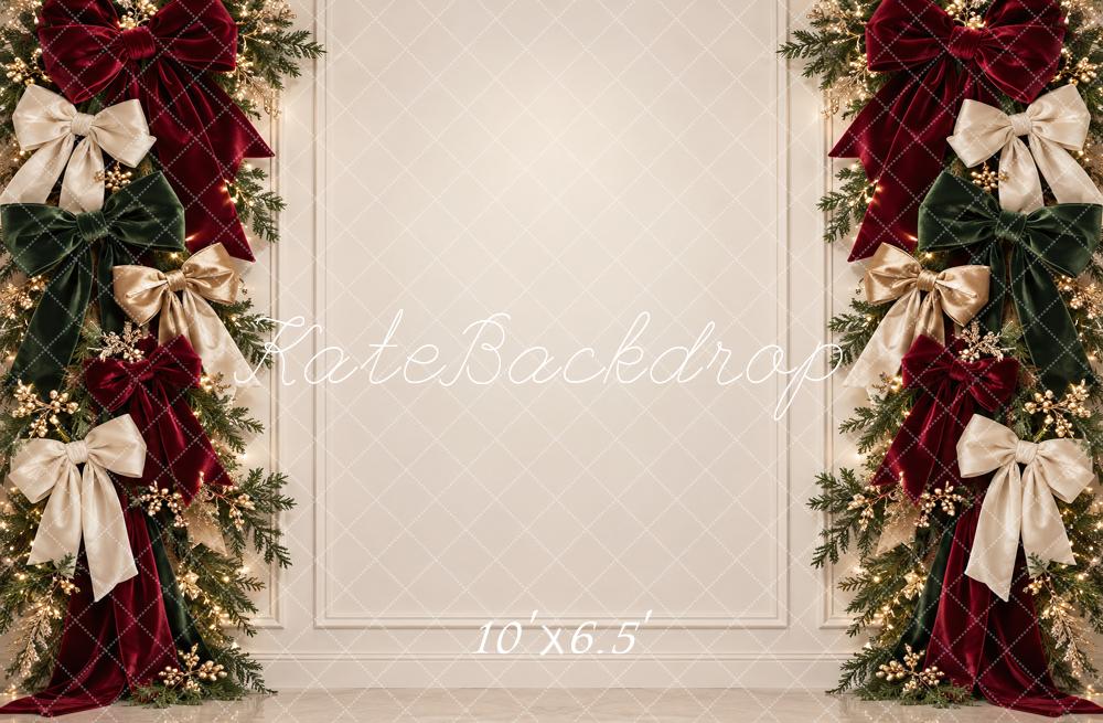 Kate Christmas Garland Bows Elegant Holiday Wall Printed Backdrop Designed by Vertigo Productions