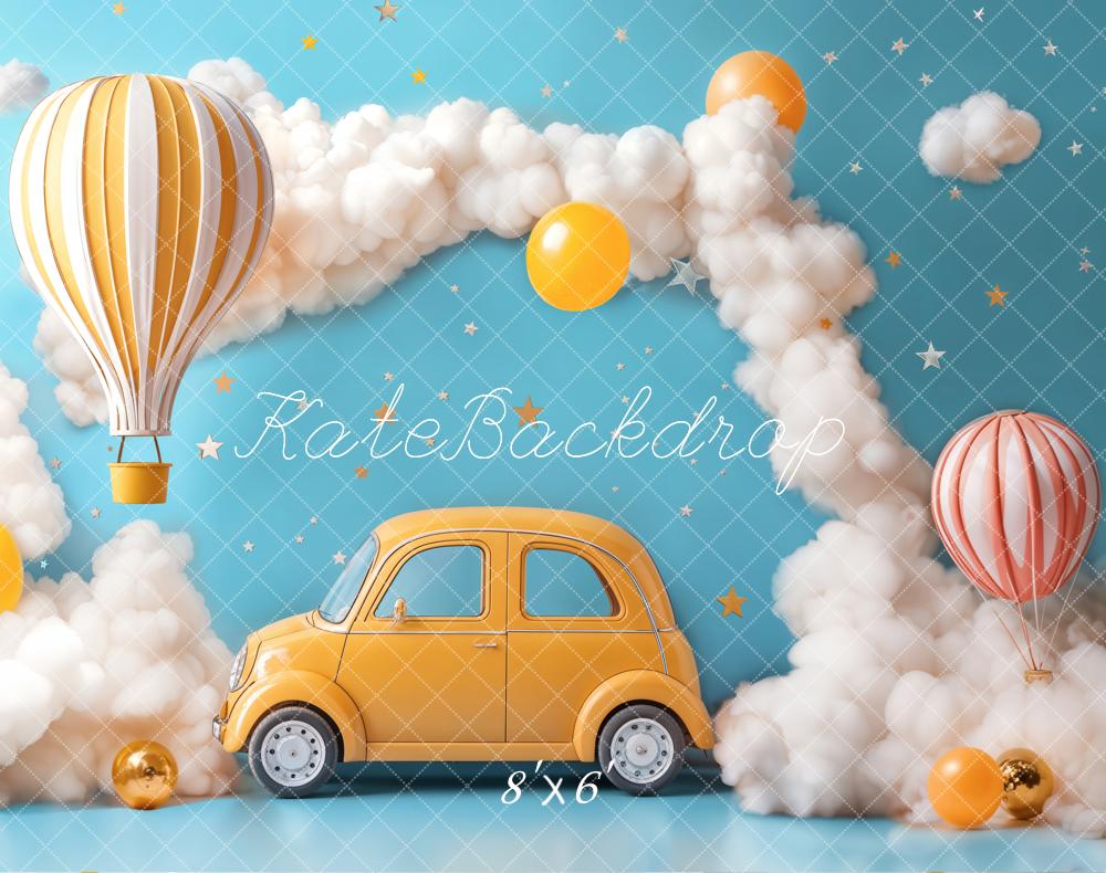 Kate Cake Smash Hot Air Balloon Car Clouds Backdrop Designed by Emetselch