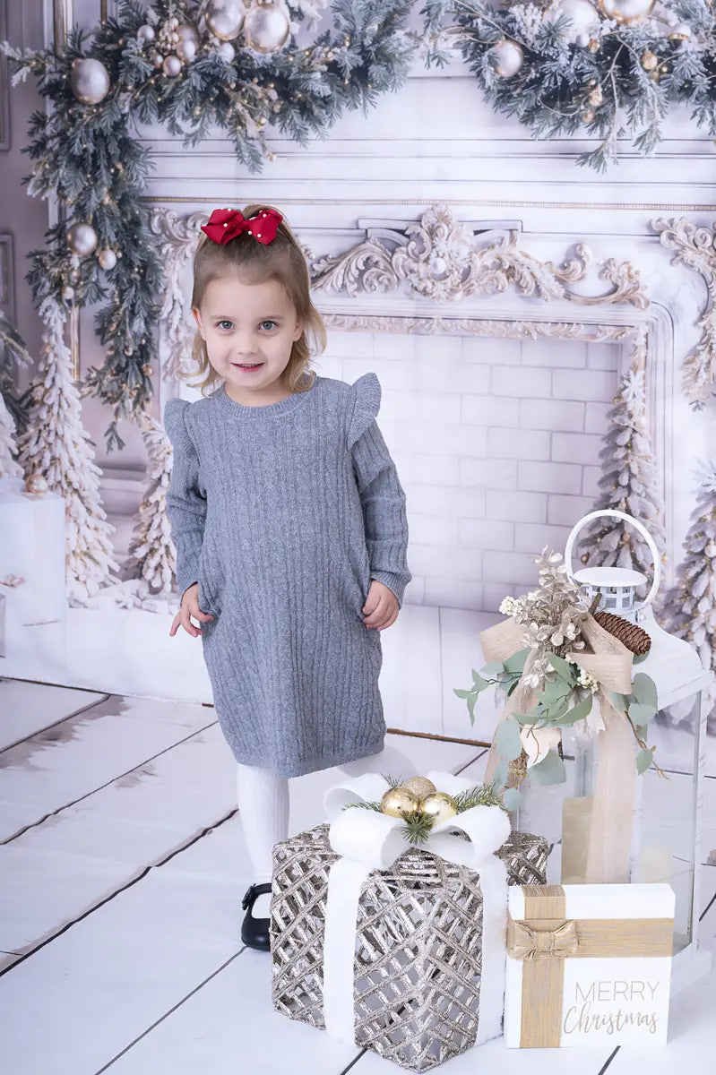 Kate Christmas White Window Wreath Backdrop Designed by Emetselch