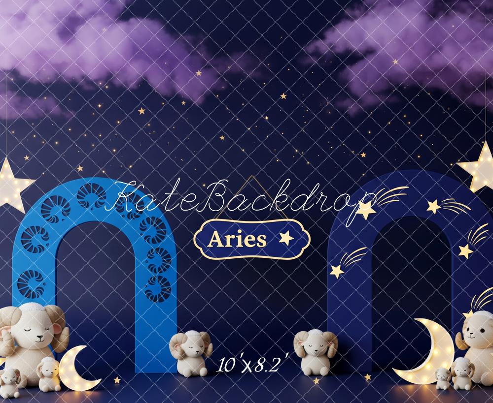 Kate Cake Smash Aries Ram Arches Stars Moon Night Sky Backdrop Designed by Patty Roberts