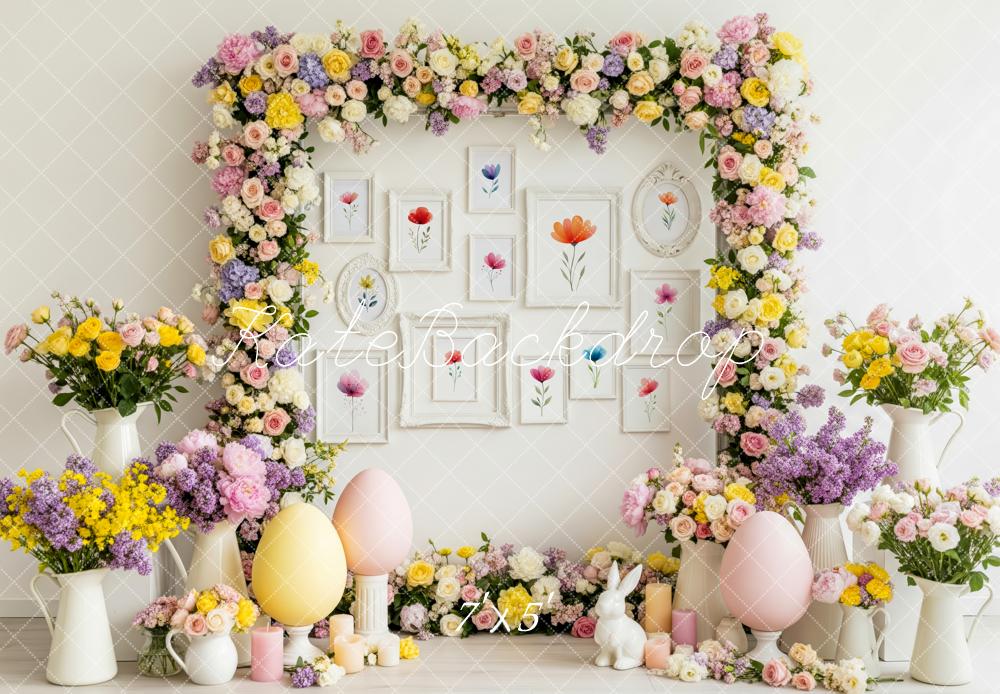 Kate Easter Bunny Flower Arch Pastel Eggs Backdrop Designed by Patty Roberts