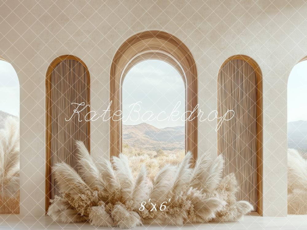 Kate Boho Arch Window Pampas Grass Backdrop Designed by Mini MakeBelieve
