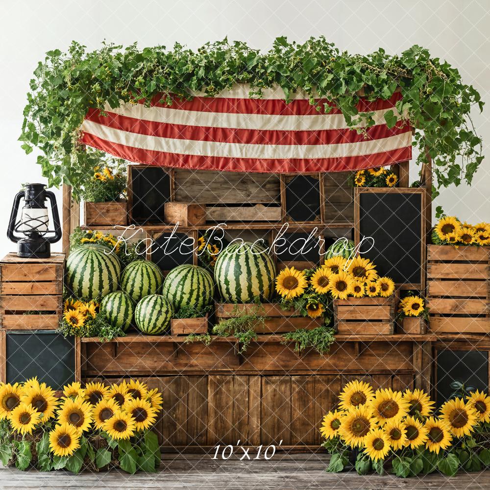 Sfondo di Casse di Legno di Girasole Estivo Anguria Progettato da Emetselch