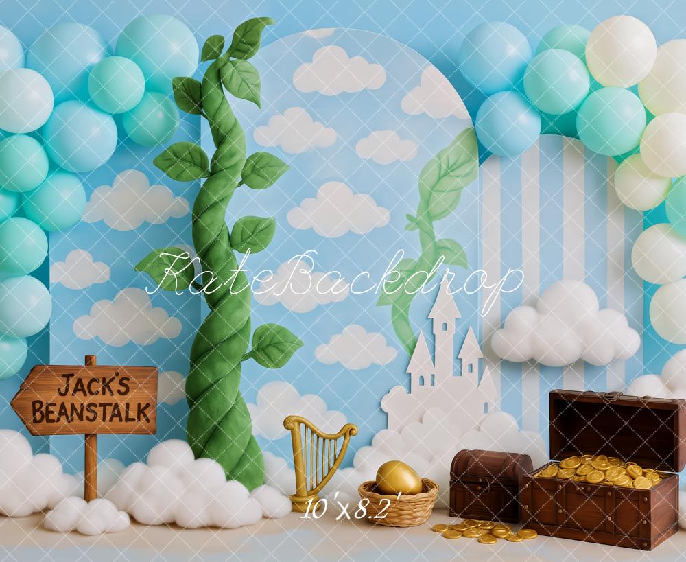 Kate Fairy Birthday Beanstalk Castle Clouds Balloons Backdrop Designed by Patty Roberts