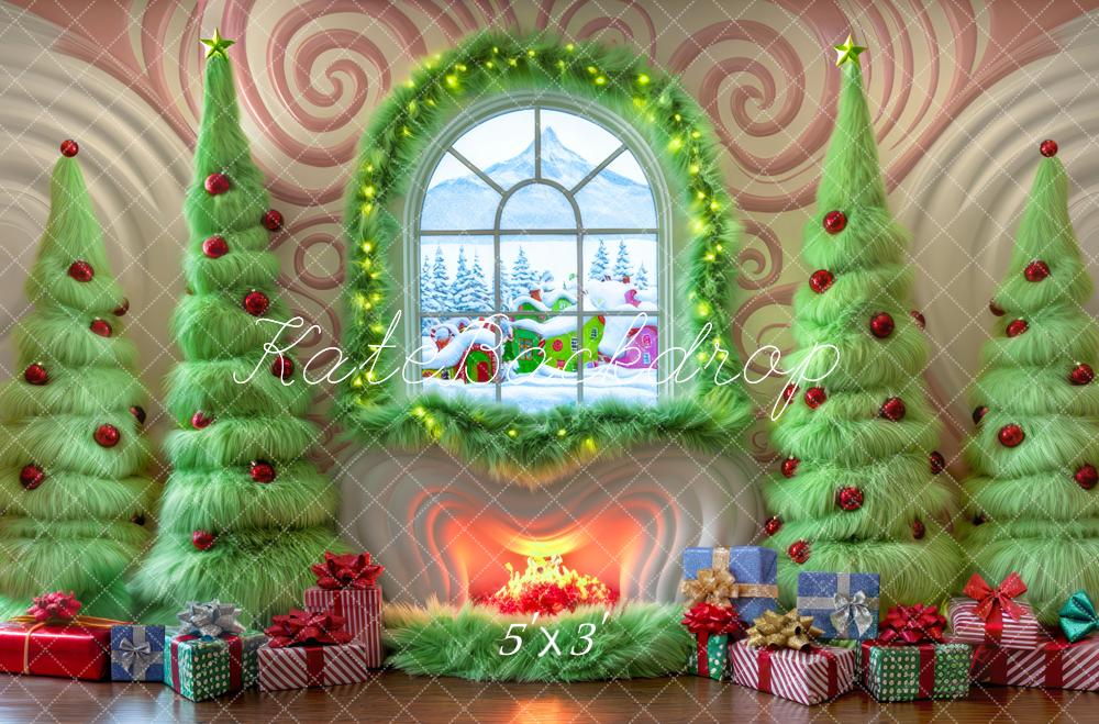 Kate Christmas Tree Candyland Window Fireplace Backdrop Designed by Mini MakeBelieve