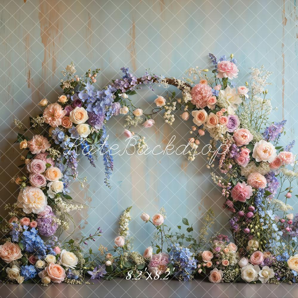 Kate Spring Floral Arch Pastel Printed Backdrop Designed by Emetselch