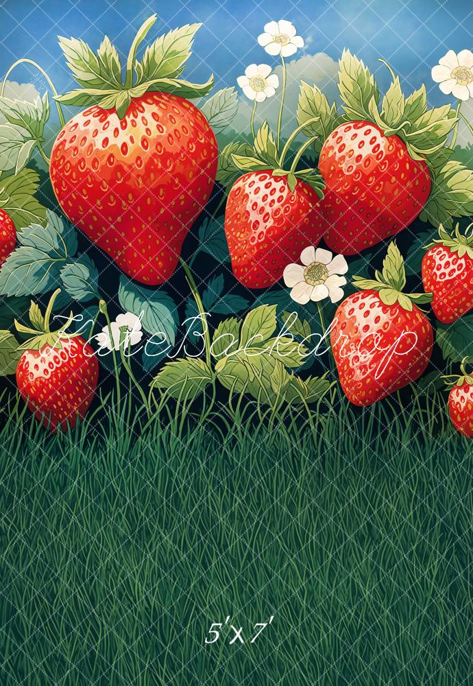 Kate Summer Strawberry Field Grass Backdrop Designed by Emetselch