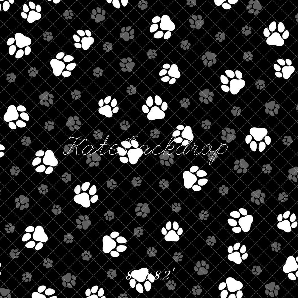 Kate Black White Paw Print Pattern Backdrop Designed by Mandy Ringe Photography