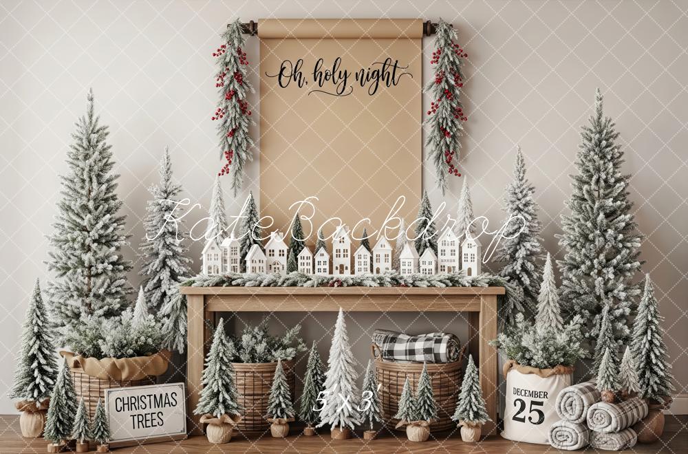 Kate Christmas Snowy Trees Garland Village Table Backdrop Designed by Patty Roberts