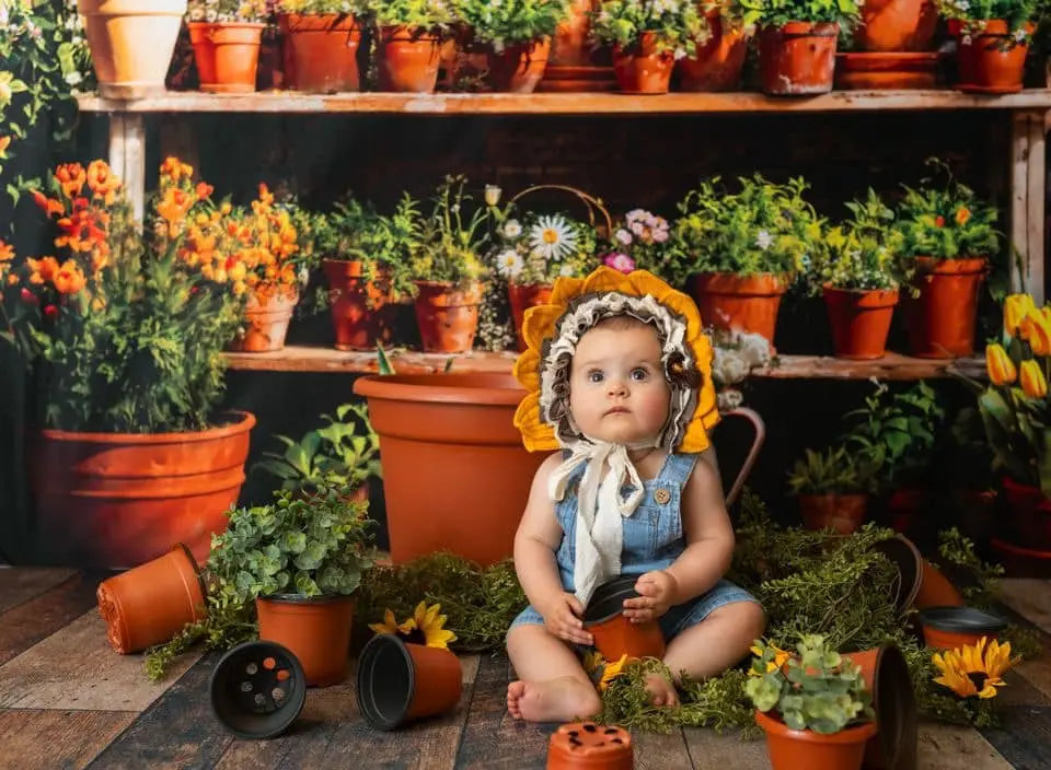 Kate Spring Green Plant Window Room Printed Backdrop Designed by Emetselch