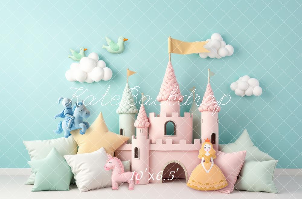 Kate Princess Castle Pony and Princess Cushions Printed Backdrop Designed by Laura Bybee