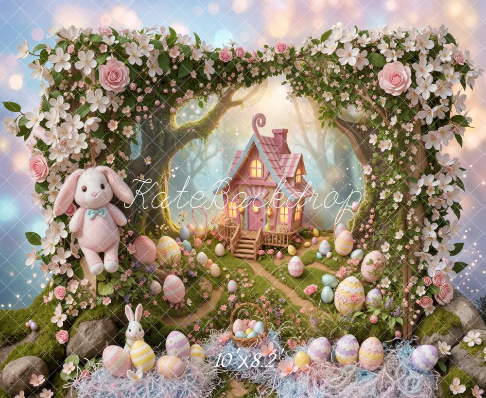 Kate Easter Bunny Flower Arch Cottage Pastel Eggs Backdrop Designed by Emetselch