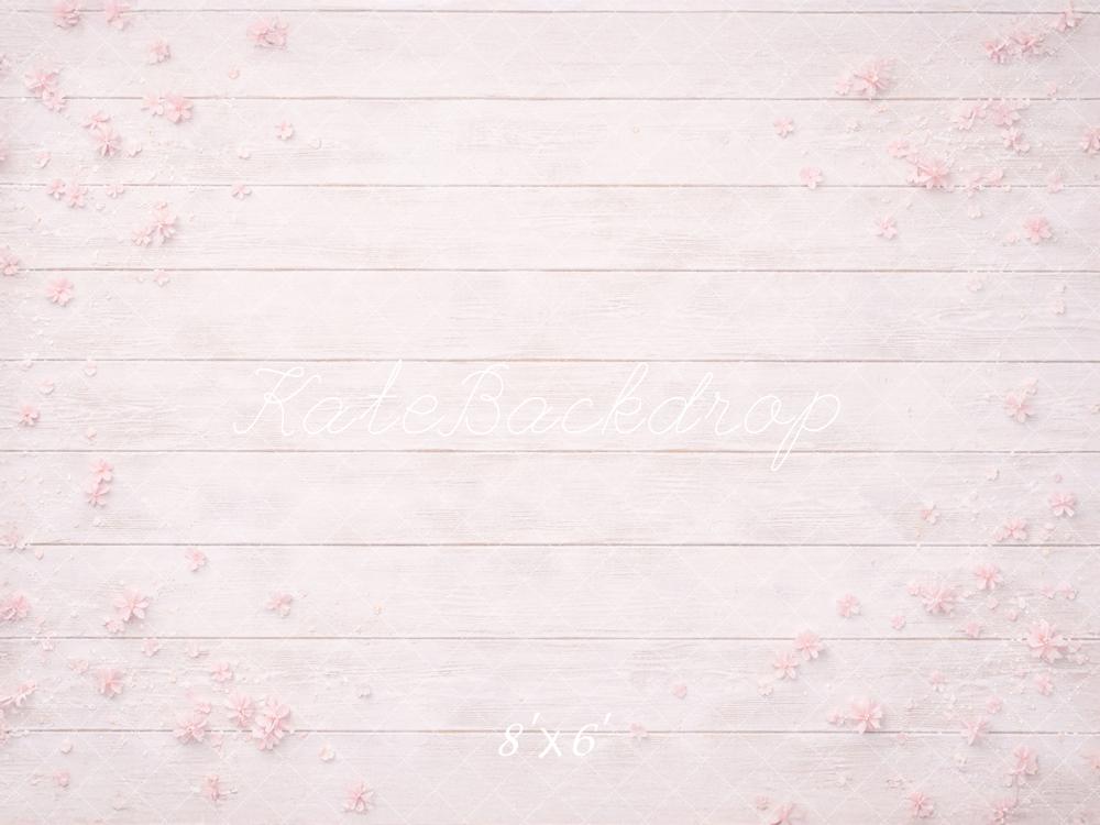 Kate Pink Flowers White Wood Floor Printed Backdrop Printed Backdrop Designed by Mandy Ringe Photography