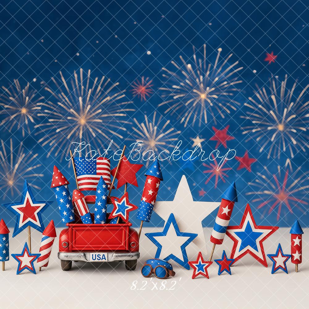 Kate Independence Day Cake Smash Fireworks Stars Backdrop Designed by Ashley Paul