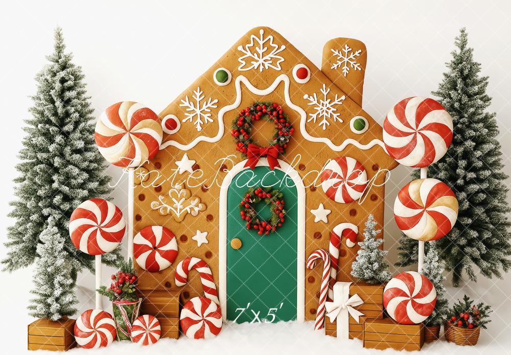 Kate Christmas Tree Gingerbread House Candy Backdrop Designed by Patty Roberts