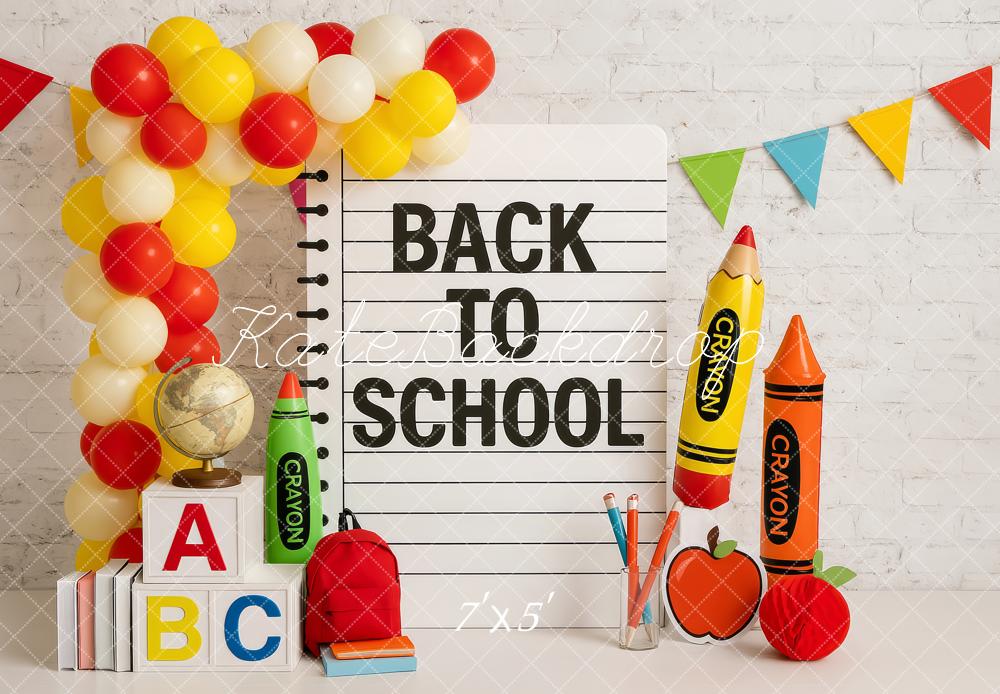 Kate Back To School Crayon Notebook Backdrop Designed by Patty Roberts