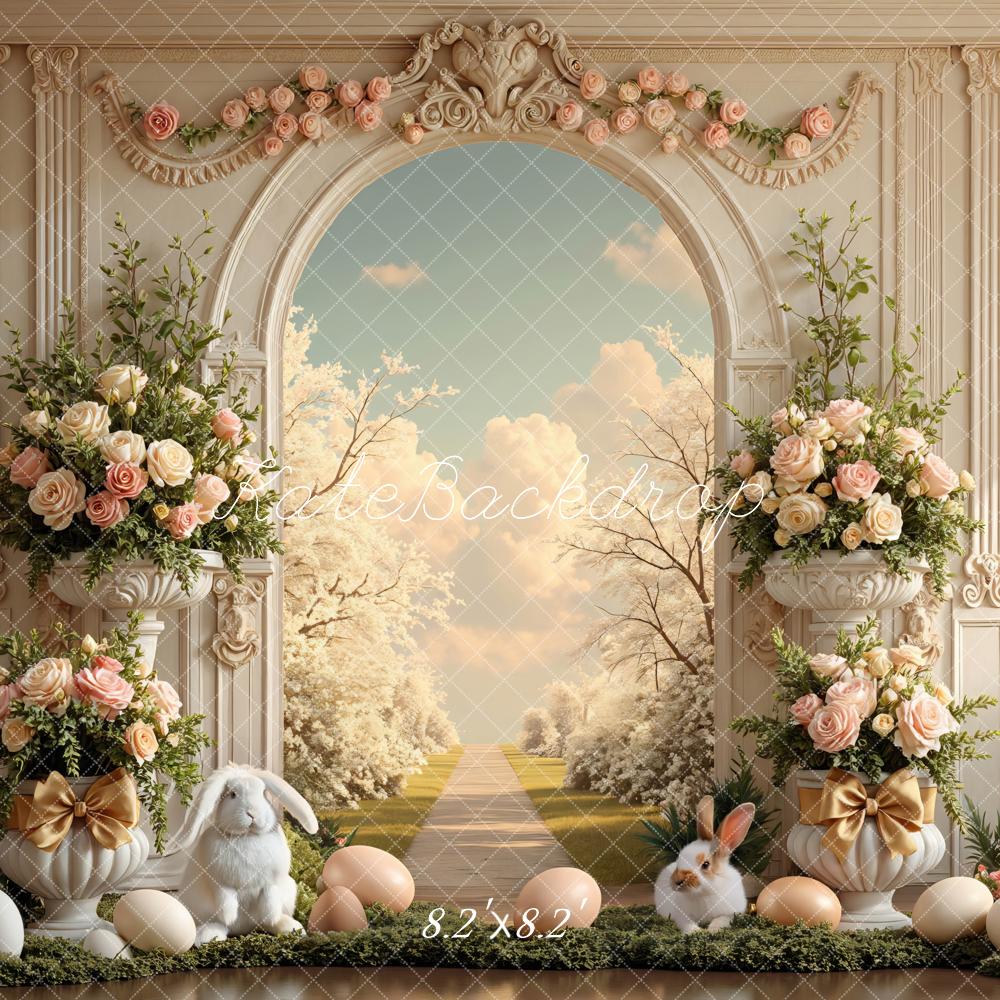 Kate Easter Bunny Flower Arch Pastel Eggs Backdrop Designed by Mini MakeBelieve