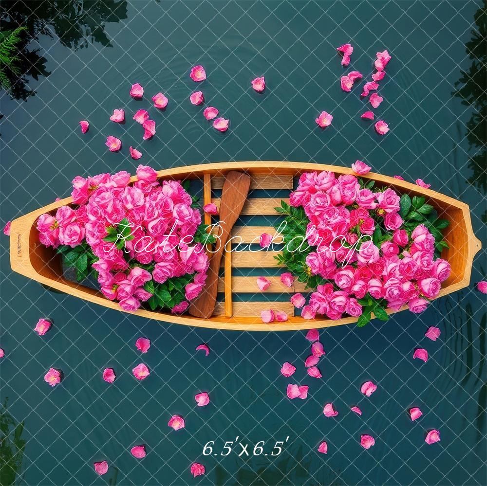 Fondo de Lago de Rosas Florales de Barco Diseñado por Laura Bybee