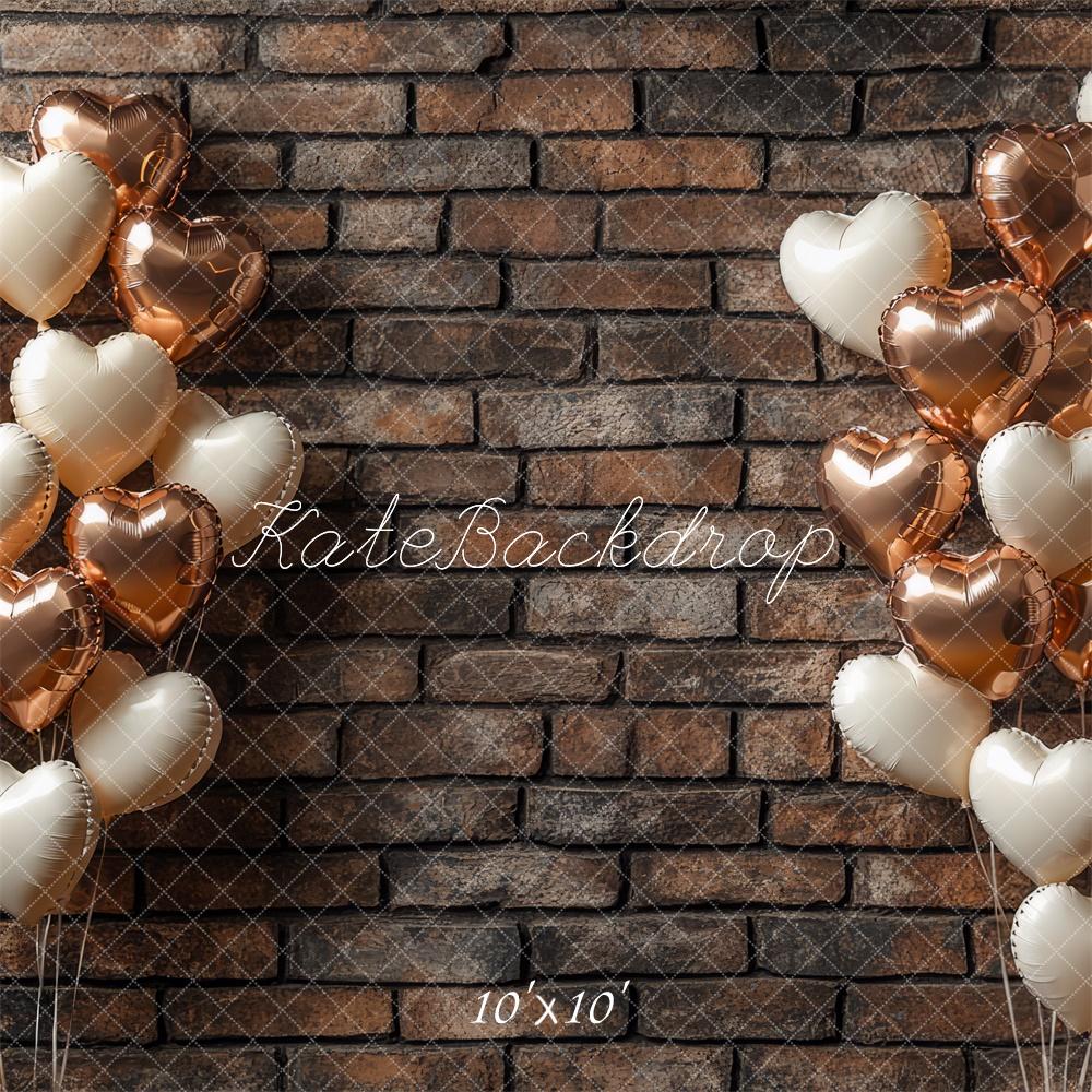 Kate Heart Balloons Brick Wall Backdrop Designed by Mini MakeBelieve