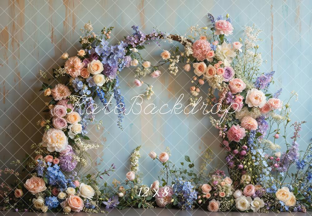 Kate Spring Floral Arch Pastel Printed Backdrop Designed by Emetselch