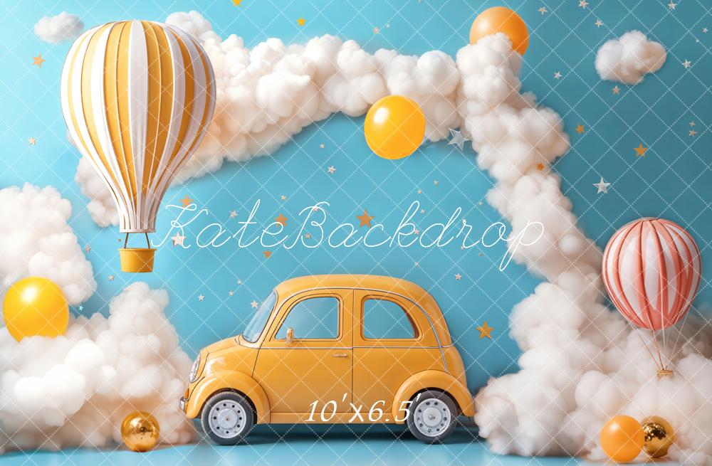 Kate Cake Smash Hot Air Balloon Car Clouds Backdrop Designed by Emetselch