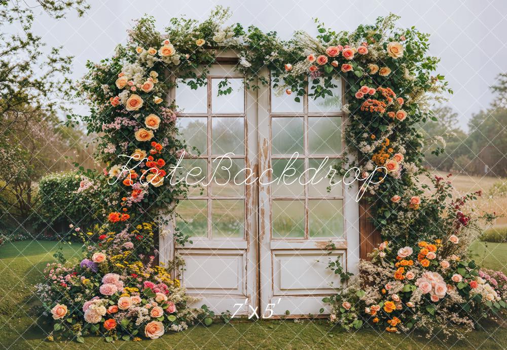 Kate Spring Floral Arch Vintage Garden Door Backdrop Designed by Emetselch